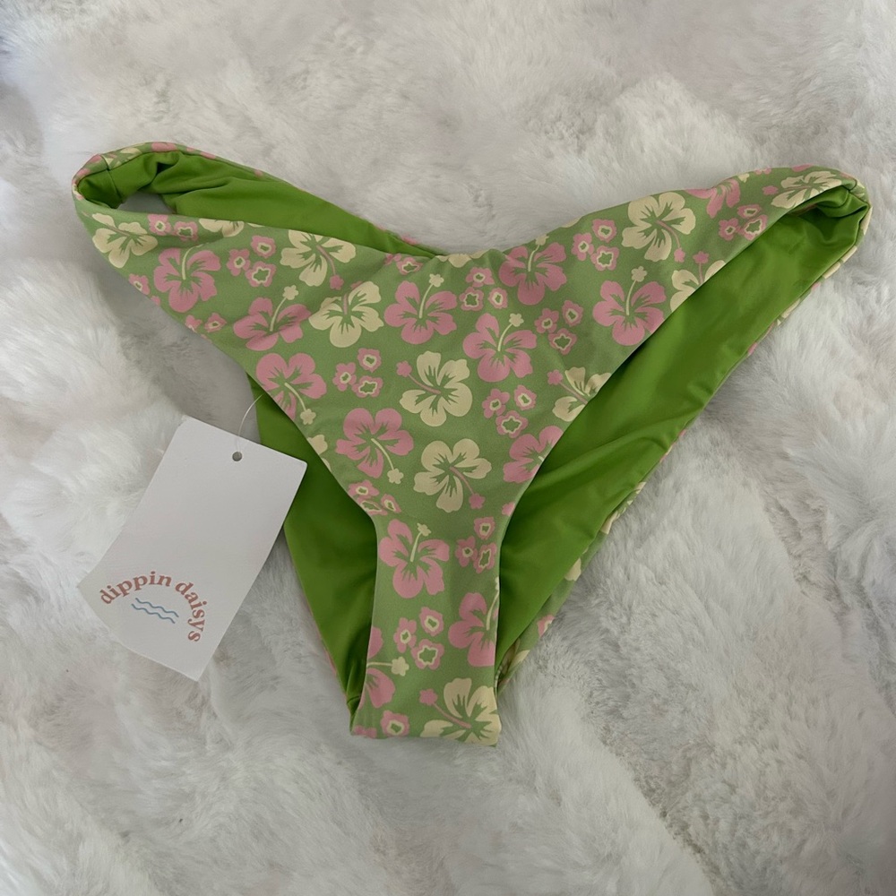 Dippin Daisys Green and PinkFloral Bikini Bottoms